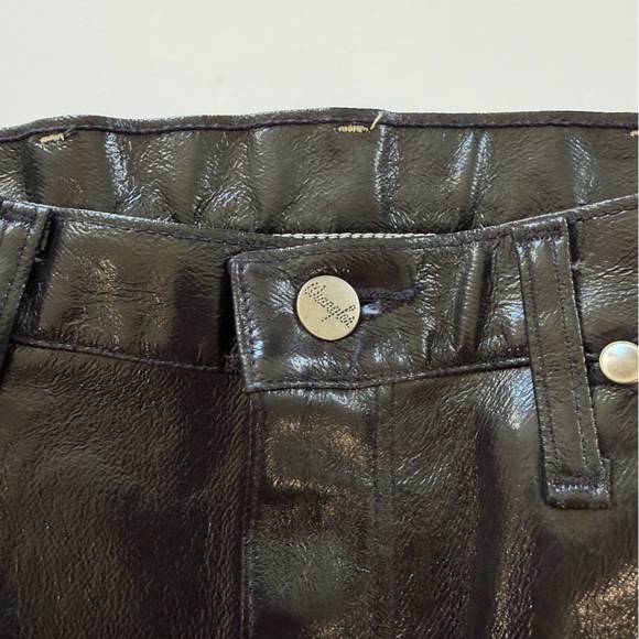 VTG WRANGLER Jeans Womens 27 Black Coated Denim Faux Leather High Rise Vinyl - Picture 7 of 15